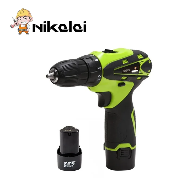 

12V Cordless Electric Drill Electric screwdriver with spare Lithium Battery Led light Home decoration drill gun power tools
