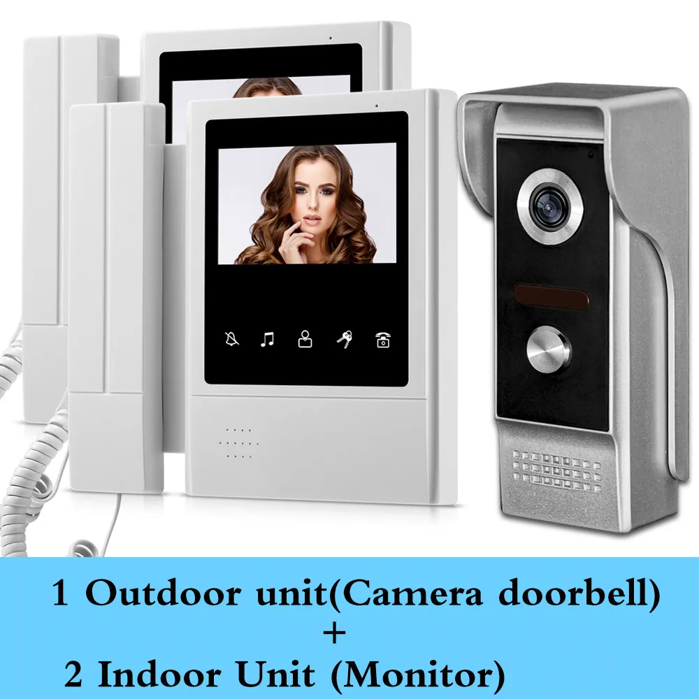 4.3'' TFT LCD Wired Door Home Intercom Video Doorbell System Doorphone IR COMS Night Vision Outdoor Camera 700TVL Color Monitor - Цвет: 2 V168 with M4