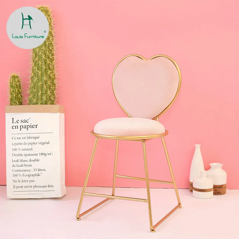 

Louis Fashion Living Room Chair Nordic Modern Simple Dressing Table Manicure Coffee Personalized Leisure Iron Art Flannelette