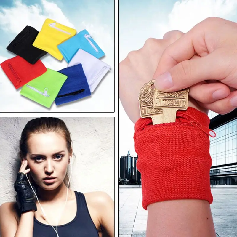 

NoEnName_Null Polyester Cotton Wrist Wallet Pouch Band Zipper Running Travel Gym Cycling Safe Elastic fiber Sport Bag