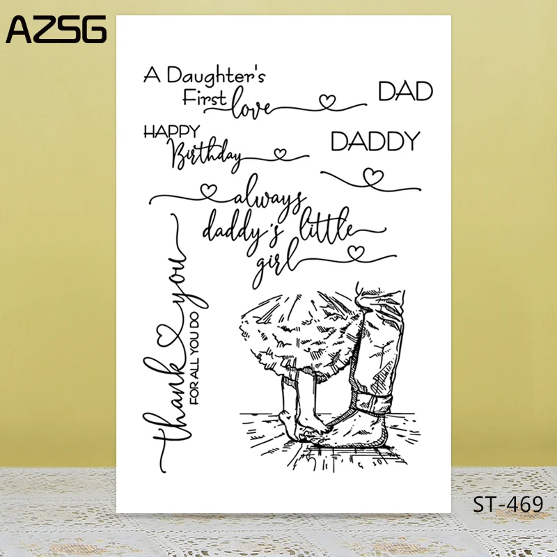

AZSG Happy Daughter Dad Clear Stamps/Seals For DIY Scrapbooking/Card Making/Album Decorative Silicone Stamp Crafts