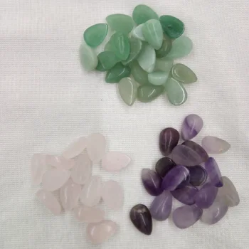 

No Dye 8*12mm Genuine Amethysts Green Aventurine Pink Quartz Water Drop Ring Face for DIY Necklace Ring Bracelet Jewelry Bag