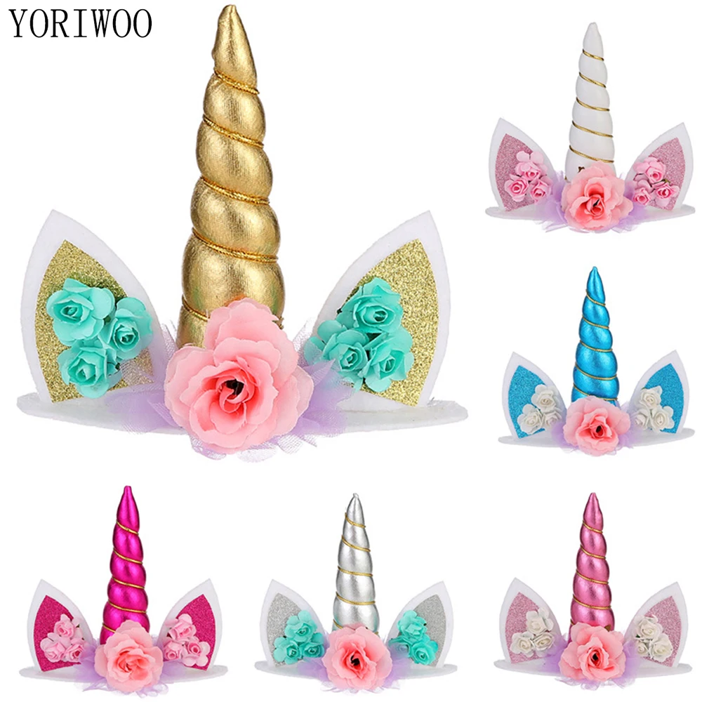 

YORIWOO Unicorn Cake Topper Cupcake Toppers Unicornio Horn Baby Shower Unicorn Party Supplies Birthday Party Decorations Kids