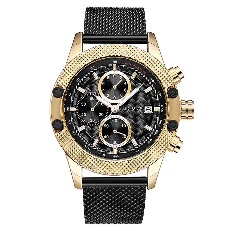 

Fashion Mens Waterproof Sport Quartz Wristwatch Top Brand Business Men Watches With Complete Calendar Luminous Hands Stop Watch