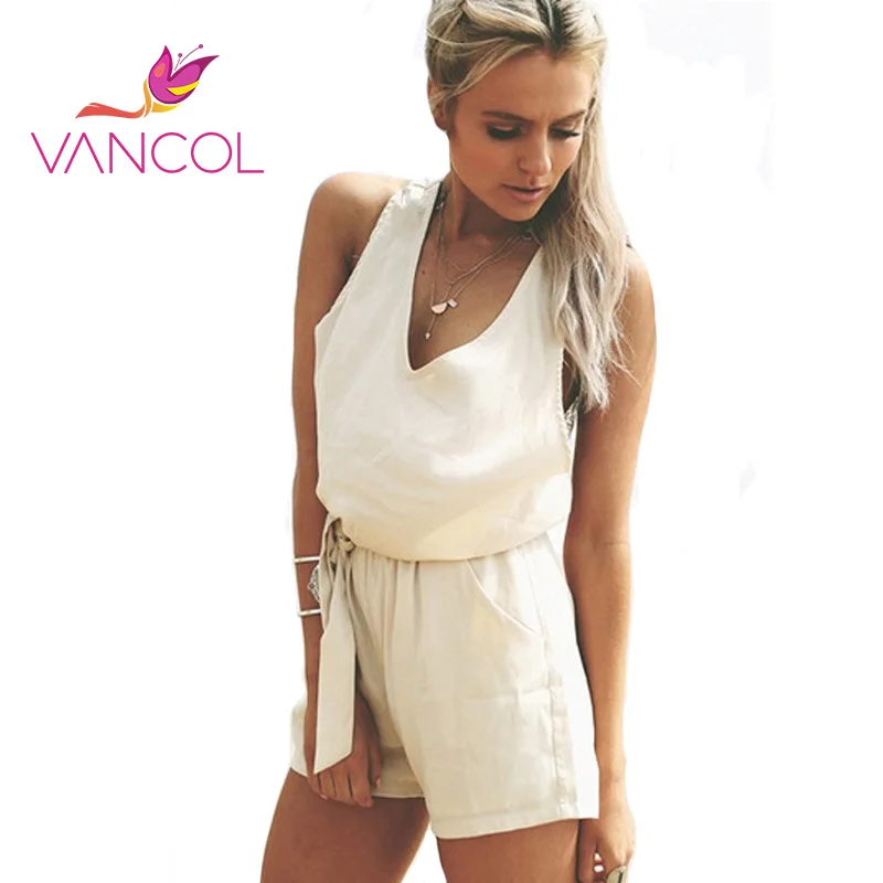Vancol 2016 Fashion European V Neck Sleeveless Off