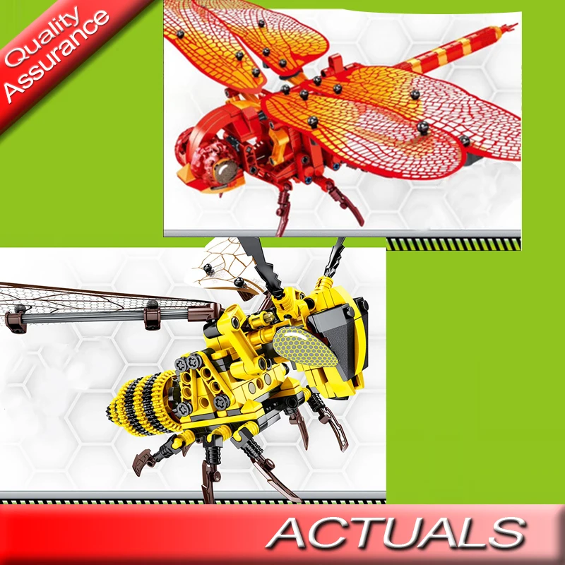 

SEMBO S703200 S703300 Technology Bumblebee Red Dragonfly Hornet Building Blocks Compatible with Lego Insect MOC Bricks Gift
