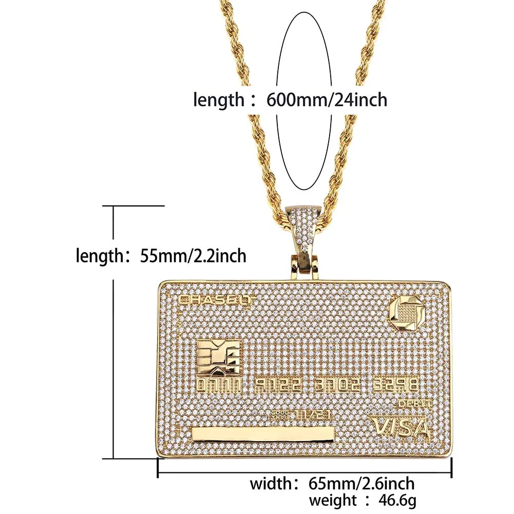 GUCY New Custom Name Credit Card Pendant Necklace With Tennis Chain Gold Silver Color Cubic Zircon Men's Hip hop Jewelry Gifts