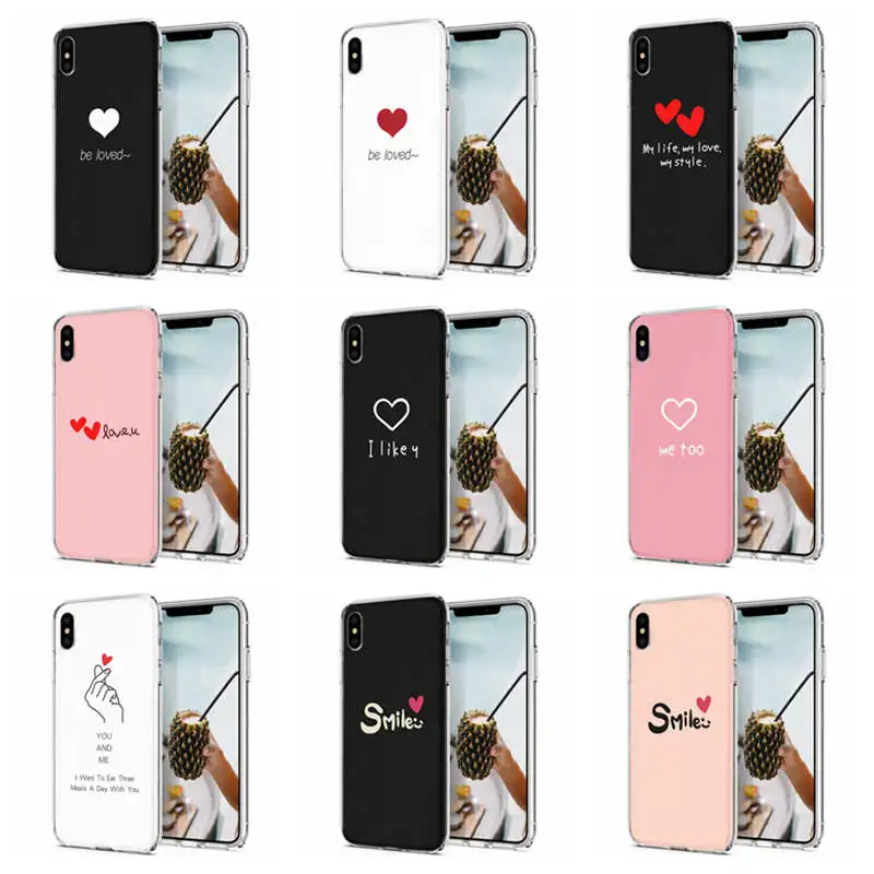 Soft Phone Case For iPhone X XS XR Covers TPU Love Loving Heart Painted 8 7 6 6S Plus Max E646 |