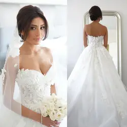Vestido де noiva 2016 элегантный милая тюля аппликации линия принцесса свадебное платье невесты платье