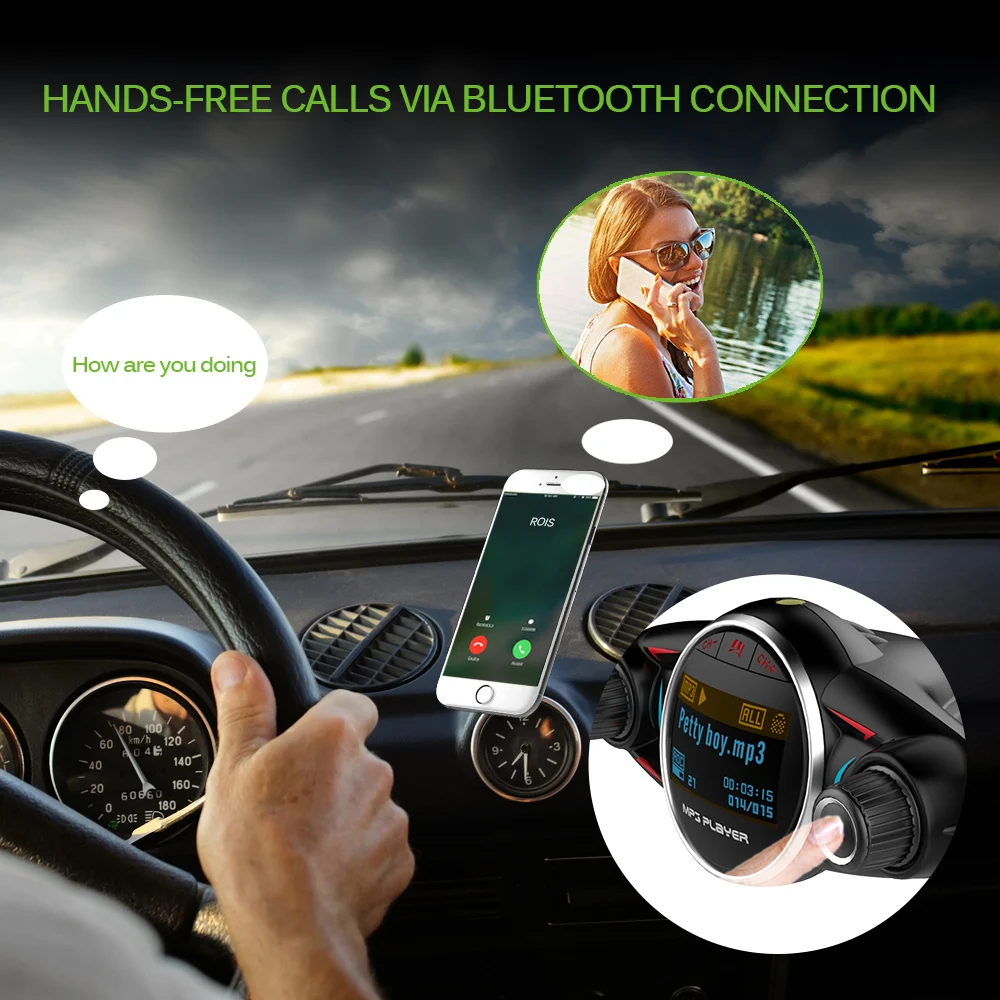 Беспроводной Bluetooth fm-передатчик модулятор Автомобильный комплект MP3-плеер u-диск ЖК-дисплей USB автомобильная стильная автомобильная зарядка