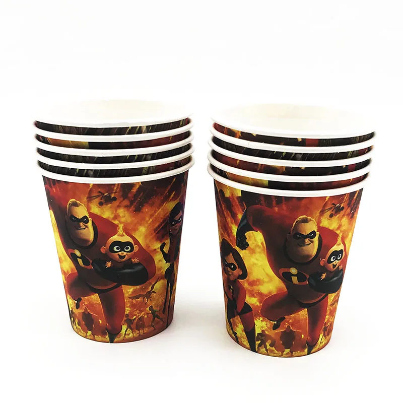

10pcs/lot The Incredible 2 disposable cups Movie The Incredibles theme party decorations The Incredibles 2 theme paper cups