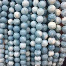 6/8/10 мм Ларимар натуральная драгоценный камень неокрашенные синий ангелайт море Натуральный камень из бисера для исцеления украшение четки рукоделие своими руками мусульманский подарок