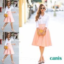 *#Best Price Women Skirts Vintage High Waist Ladies Stretch MIdi Soft Flared Pleated Swing Pink Solid Color Skirt Summer 2019 *#Best Price Women Skirts Vintage High Waist Ladies Stretch MIdi Soft Flared Pleated Swing Pink Solid Color Skirt Summer 2019
