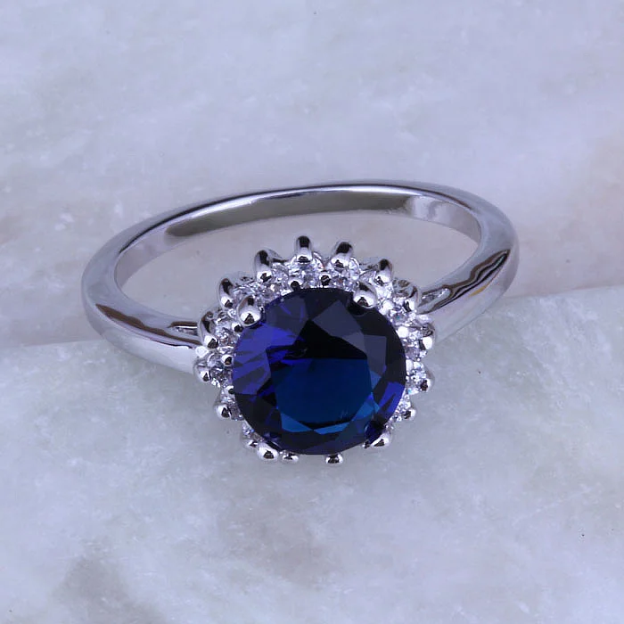 Love Monologue Most Popular Blue Crystal Round Silver Color Rings Fast Shipping &amp Jewelry Bag J0214 | Украшения и аксессуары
