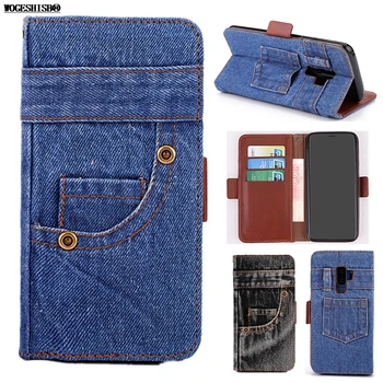 

Jeans Style Leather Flip Case For Samsung Galaxy S9 S9Plus Plus Vintage Jean Denim Wallet Cover with Card Pocket Phone Holder