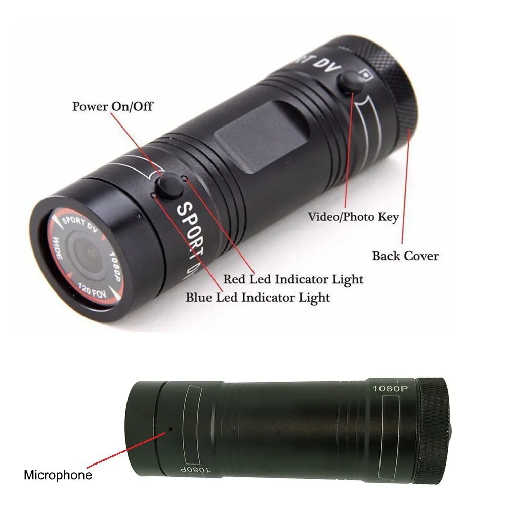 Gravador de Vídeo para a Caça ao ar Capacete de Metal Filmadora Mini Livre Câmera 1080 p Tocha Arma Cabeça Cam Bala dv Gravador Fhd 8 Cheap Câmeras de caça
