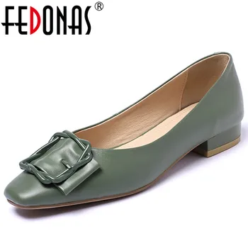 

FEDONAS 2020 Spring Summer Quality Genuine Leather Women Pumps Shallow Slip On High Heels Party Wedding Office Shoes Woman