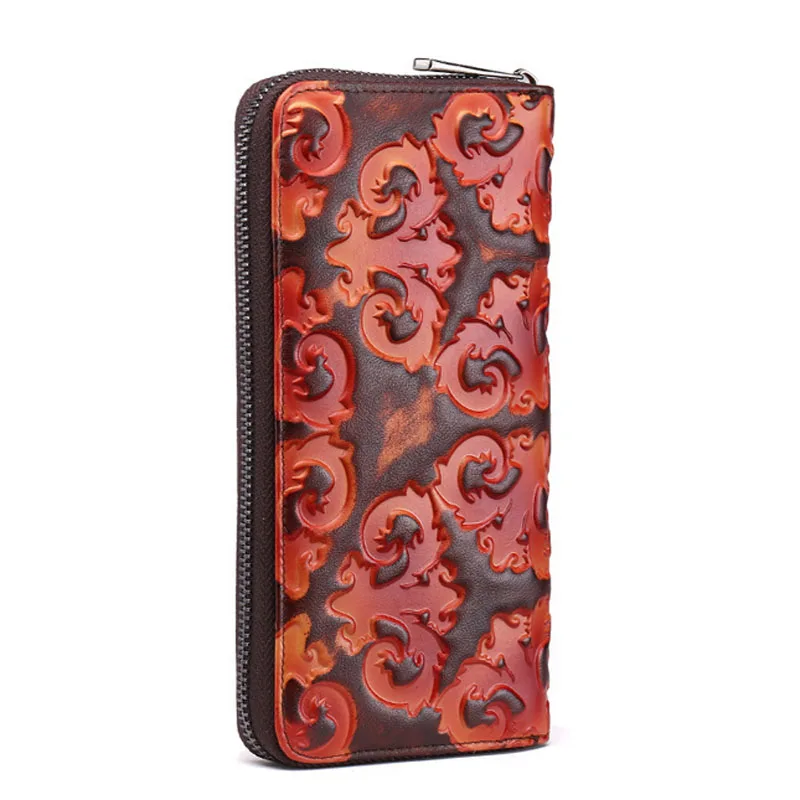 Женский Длинный кошелек из натуральной кожи с тиснением|coin pocket|women long walletlong wallet |