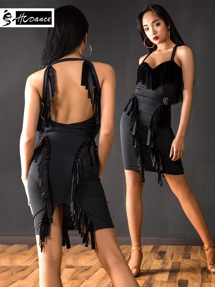

Hcdance Latin Dance Dress Female Adult New Martial Arts Dress Dance Suit latin Dress Performance Suit Set-DS004 Suit + DX053