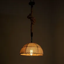 Tejer a mano de la vendimia lámpara colgante luces fixture lámpara de cuerda de cáñamo sombra E27 para la Sala bar deco lampe luz de la cocina comedor habitación