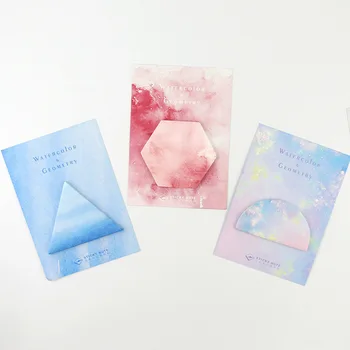 

4Pcs CardLover Watercolor Geometric Sticky Note Self-Adhesive Memo Pad Post It Bookmark School Office Supply