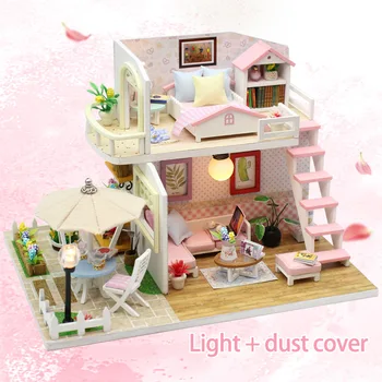 

Doll HousePink Double Layer Cockloft Miniature DIY Dollhouse With Furnitures Wooden House House Toys For Children Birthday Gift