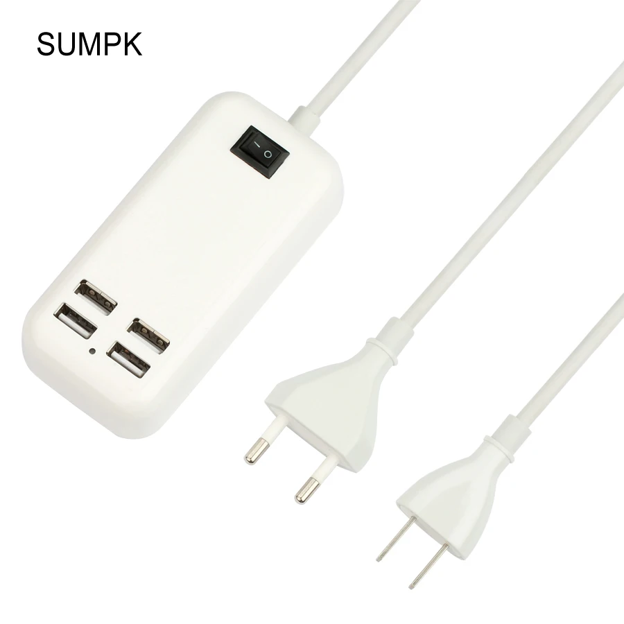 SUMPK 5V3A 4 порта USB зарядное устройство EU/US вилка USB настенное зарядное устройство Быстрая зарядка для samsung переключатель включения/выключения мобильного телефона зарядное устройство