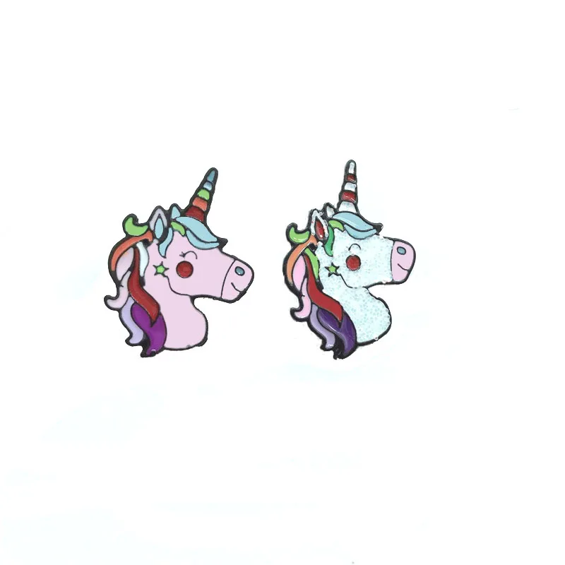 New cartoon animal brooch color unicorn pink white brooch jewelry smiley five-pointed star brooch to give children's gift