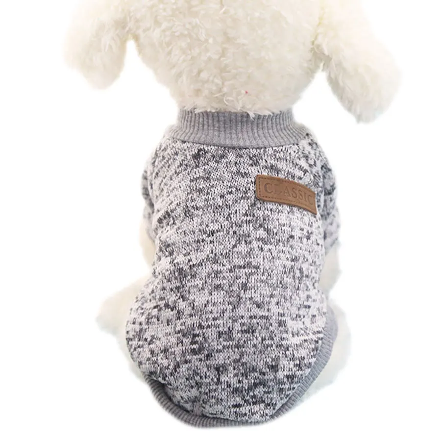 Зима-осень свитер для собаки, для досуга флисовый, для питомца Джемпер 10 Цвета свитер для кота теплая одежда для йорков Чихуахуа Ropa Perro xs-xxl - Цвет: Grayish white