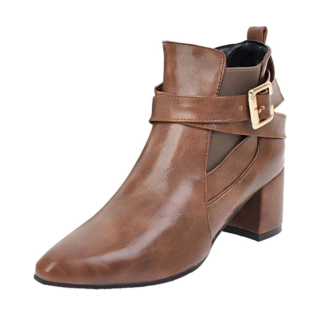 

SAGACE fashion Shoes Women 2019 Casual Warm Shoes Female Belt Buckle Ankle Boots for women Short Plush Retro Short Boots Buckle