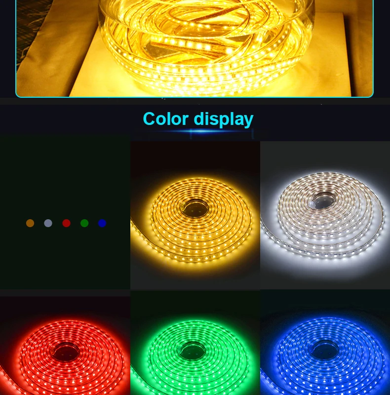 LED Light Strips Warterproof 60ledsm 220V Flexible Light Tape with EU plug Warm White for Outdoor Garden Car Kitchen (17)