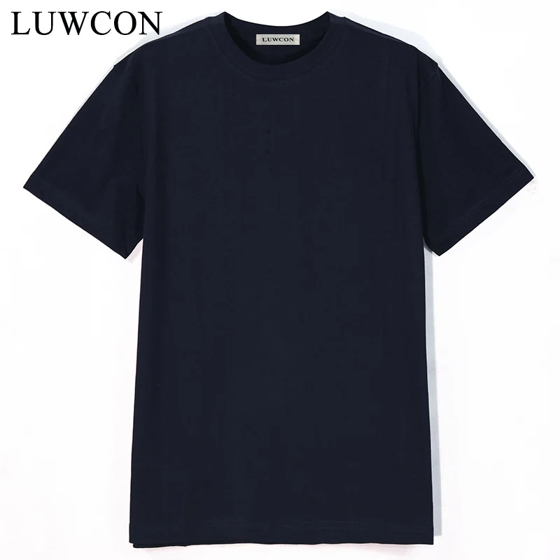 

LUWCON Brand Men's Cotton T-shirt Men Solid Short Sleeve 100% Cotton Tees Men's Clothing Casual O-Neck Tshirts