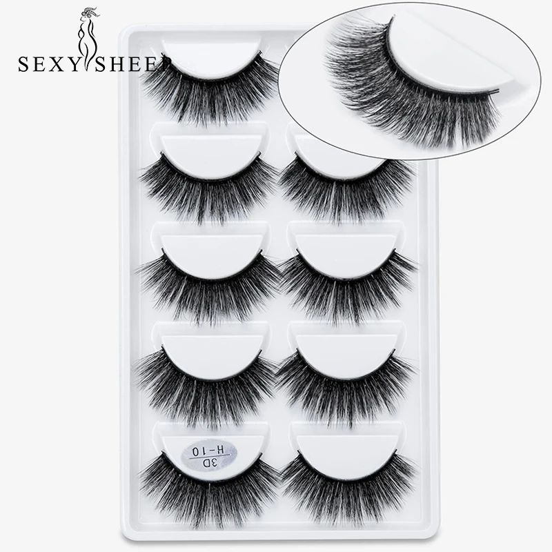 

3D False Eyelashes Set 5 Pairs Thick Fake Lashes 100% Hademade Eyelash Extensions Wispy Cross Lahes More Styles for Eye Makeup