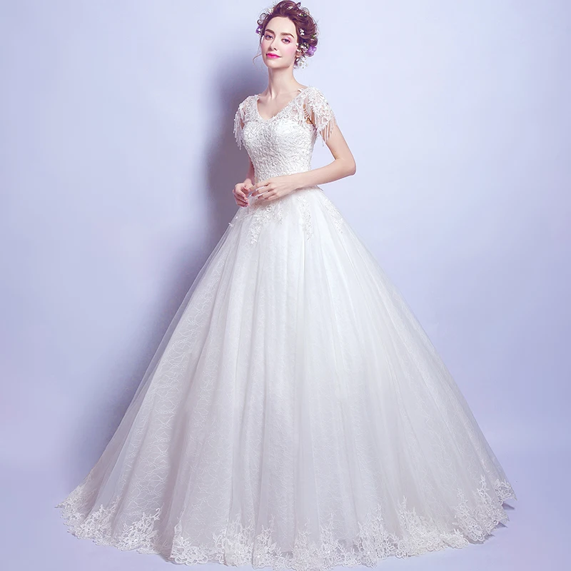 

Princess Wedding Dresses Off Shoulder Applique Lace Beads A-line Bridal Dress vestido de noiva