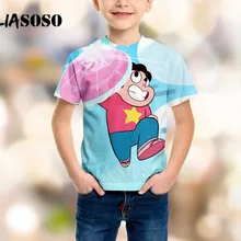 LIASOSO Новая детская одежда 3D принт мультфильм аниме Стивен Вселенная футболка Детский свитер для мальчиков и девочек пуловер с короткими рукавами B028