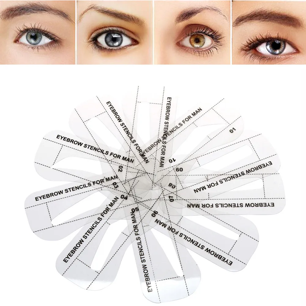 

MAG 10 Styles Eyebrow Shaping Stencils Grooming Kit Makeup Shaper Set Template Tool трафарет для бровей L515