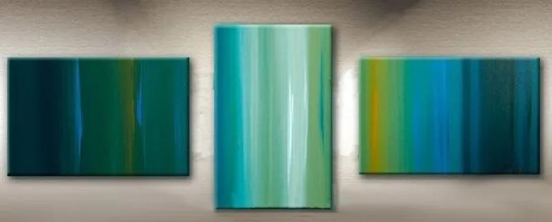 

Gift 3 Panel Wall Painting Modern Home Decorativos Art Handpainted Abstract Oil Paintings on Canvas Handmade Dark Green Pictures