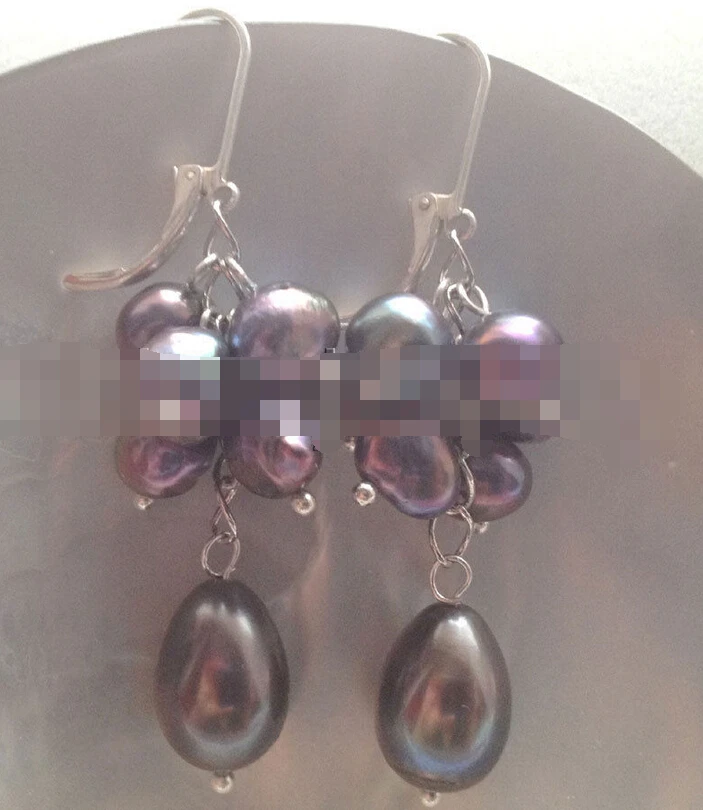 

1560 black baroque freshwater pearl earring