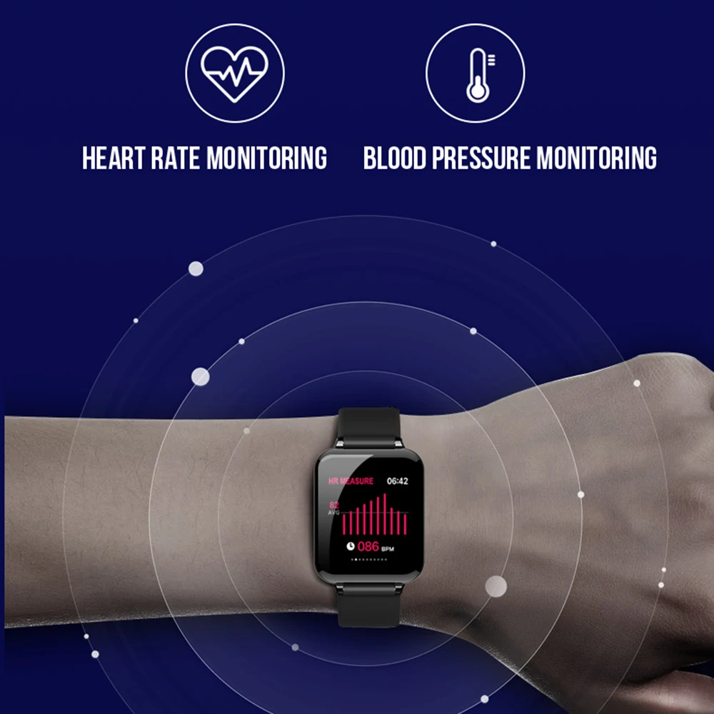 LEMDIOE b57 Смарт-часы для мужчин и женщин, мониторинг сердечного ритма, кровяного давления, напоминание о звонках, водонепроницаемый фитнес-трекер