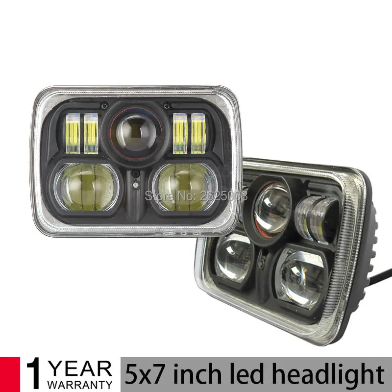 

45W 5x7 Led Headlight with Angle Eyes for Truck 4x4 Offroad High Low Beam Qquare Led Headlight Sealed Beam H4 Headlight