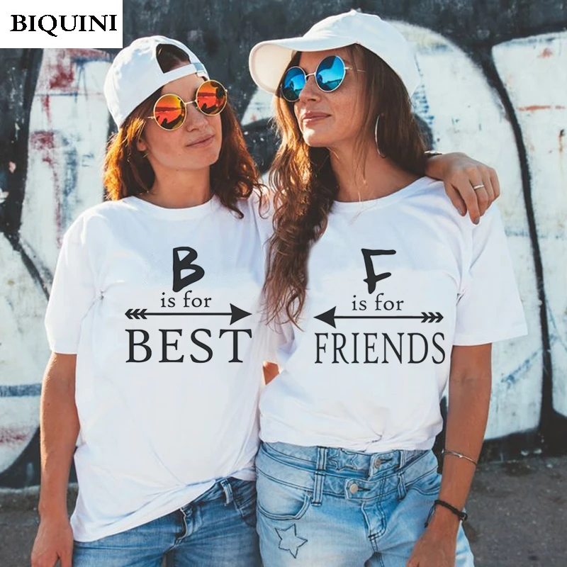 

219 BFF Best Friend Tops Female T Shirt Ladies Clothes Women Tshirt Funny Harajuku Shirt Streetwear Girlsfriend Bestie T-shirt