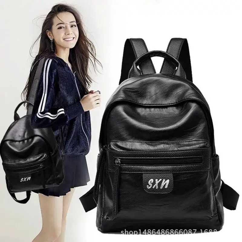 

Fashion New Travel Backpack Korean Women Female Rucksack Leisure Student School bag Soft PU Leather Women Bag mochila