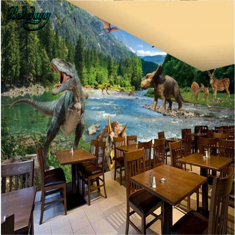 

beibehang 3D backdrops through time and space dinosaurs Jurassic background wall large custom wallpaper frescoes
