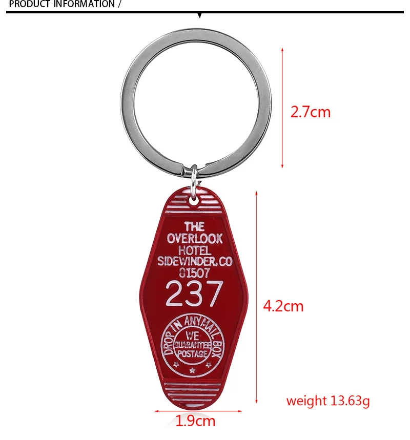 Оверсайз отель 237 логотип брелок Бейтс мотель брелки Твин Пикс большой Северный номер в отеле 315 брелок ювелирный подарок
