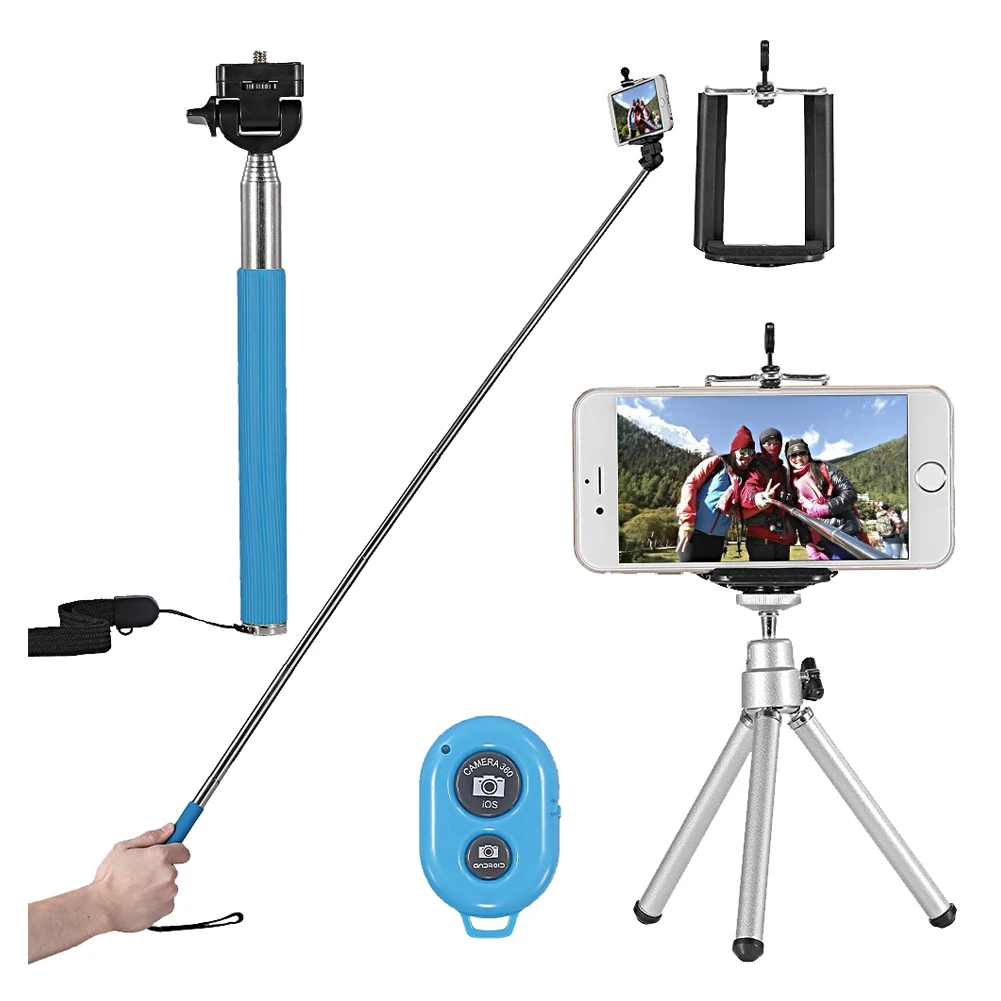 

Selfie Stick Kit 4-in-1 + Clip Phone + Bluetooth + Tripod Tripod Mini
