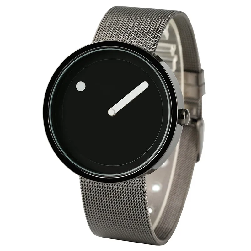 2017 Simple Men Nordic Minimalist Watch Creative Single Pointer Dot Dial Stainless Steel Mesh Band Quartz Wristwatch Brief Clock (25)