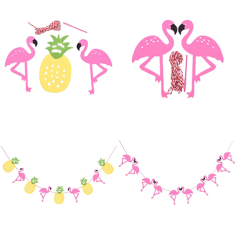 Flamingo And Pineapple Banner Bunting Summer Party Beach Party Birthday Photo Prop Tropical Party Hawaiian Party Decor