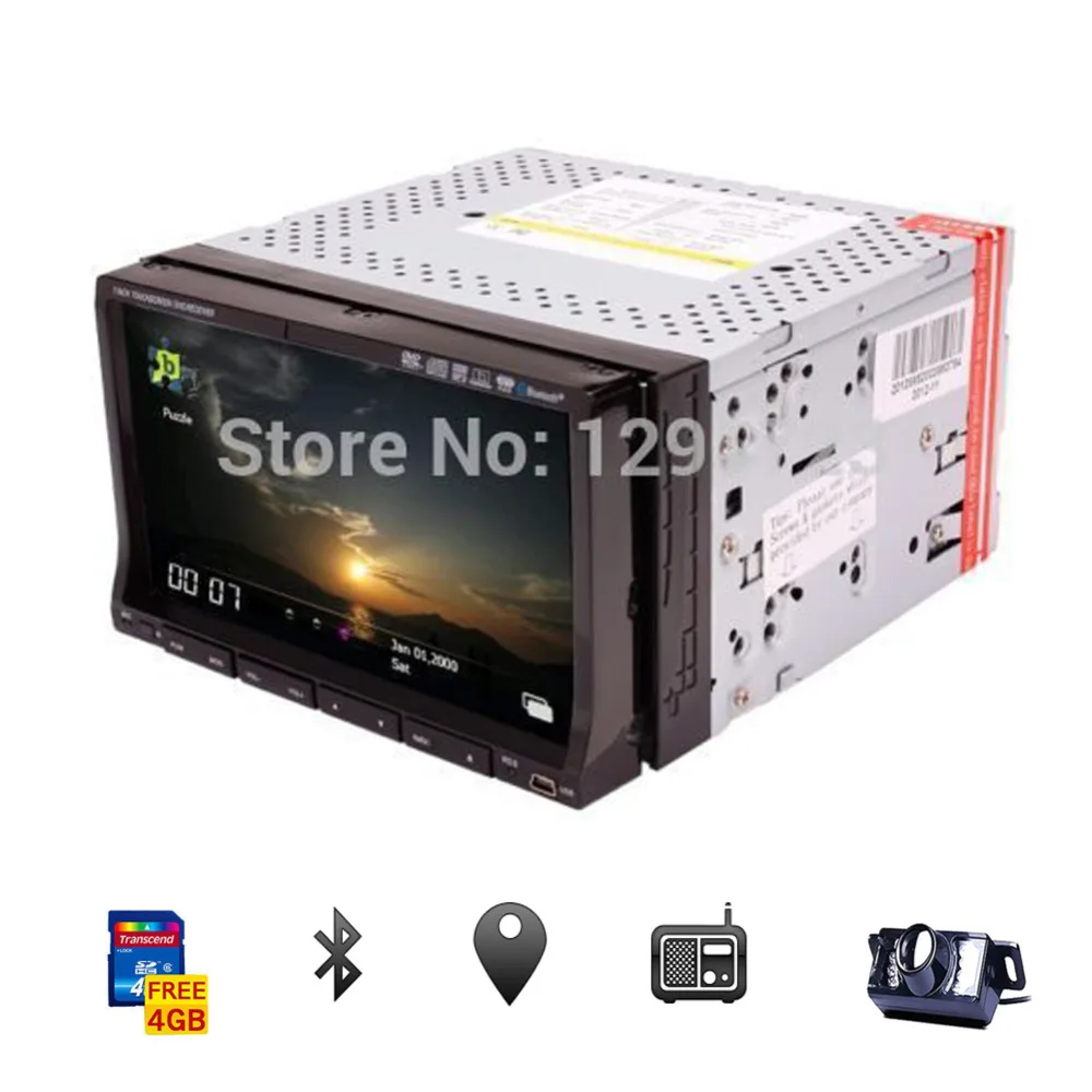 Excellent Rear Camera 7" HD Touch Screen Universal Double 2 DIN Car GPS Stereo MP3 CD DVD Player BT+TV+iPod+SD map+FM/AM/RDS Head Unit 3