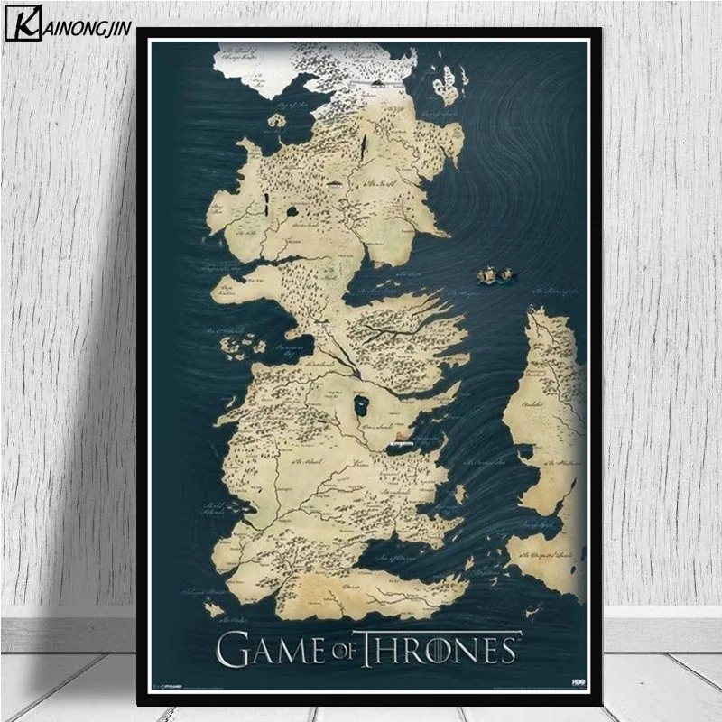 

Posters and Prints Game of Thrones Poster TV Show Westeros Map Canvas Painting Wall Art Picture for Living Room Home Decor