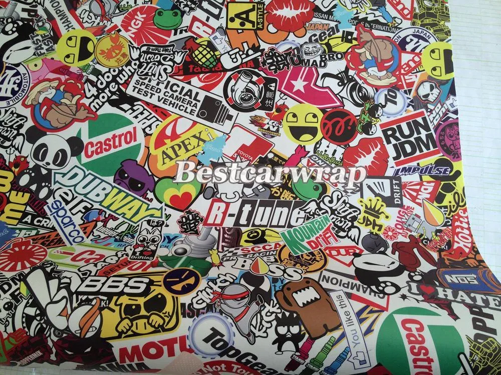 Euro style stickerbomb car wrapping film JDM sticker (6)